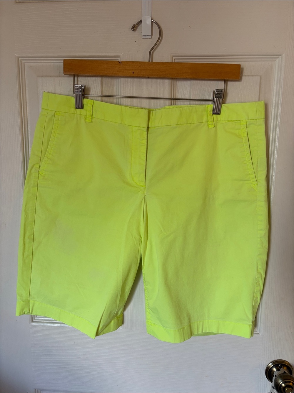 J.Crew Neon Yellow Shorts Size 12 Cotton Flat Front